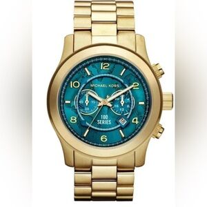 Michael Kors Gold Watch with Aqua blue Dial unisex watch